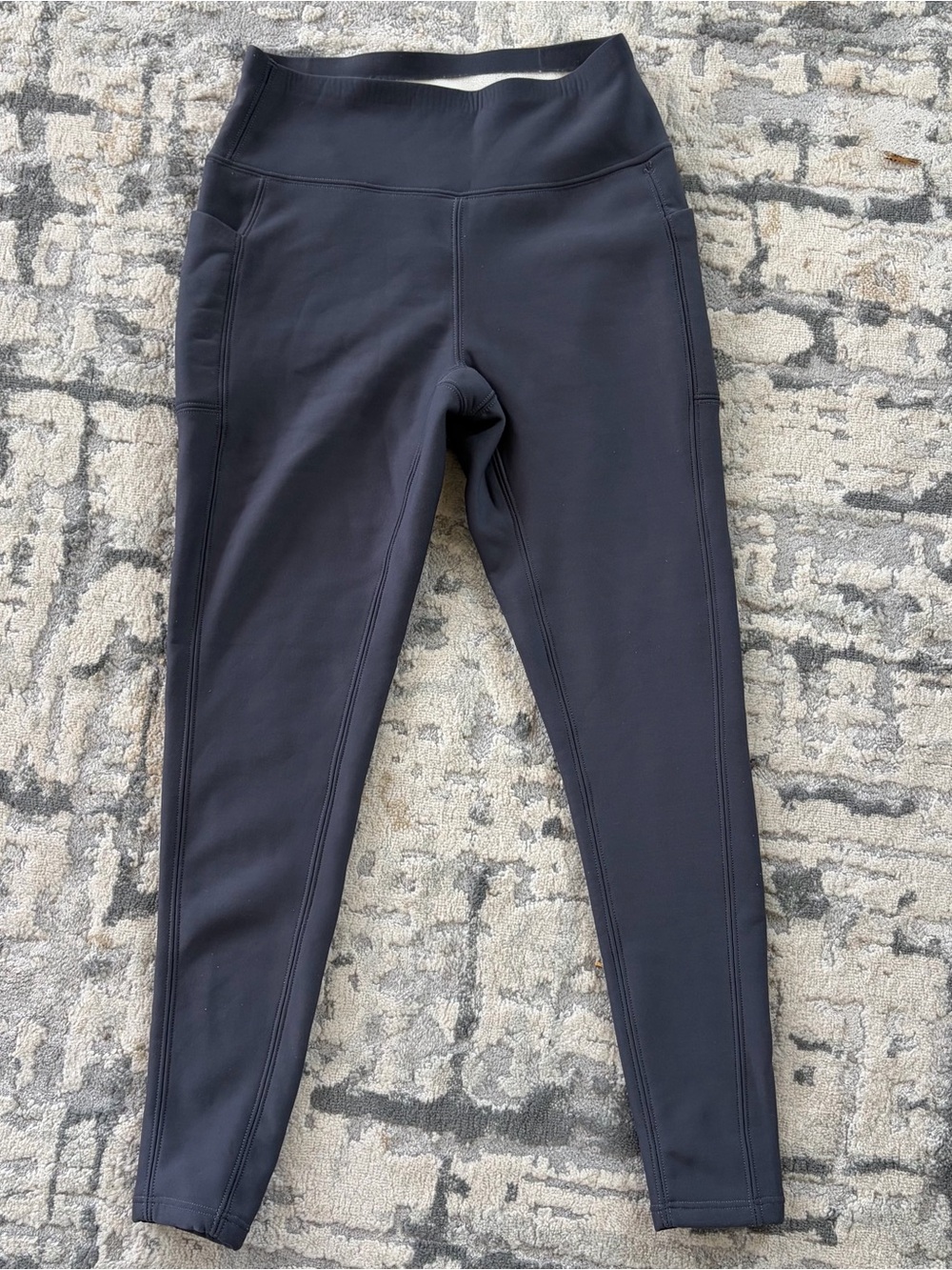 High-Waisted Black Leggings Fleece Lined with Pockets Size Womens Medium